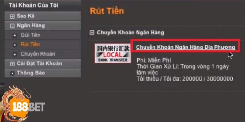 Những ưu điểm khi rút tiền tại 188bet